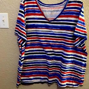 Red white and blue striped top